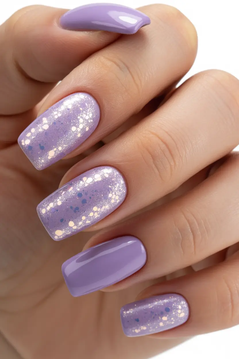 Gel Nail Trends Christmas 2025 Frosted Lilac Dream