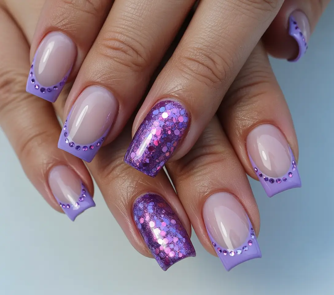 Gel Nail Trends Christmas 2025 Lavender Spark Royale