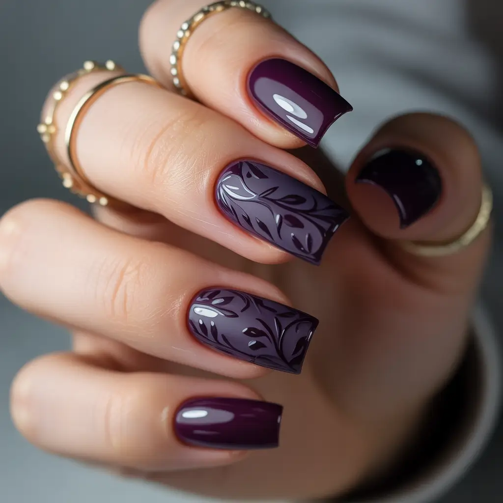 Gel Nail Trends Christmas 2025 Mulberry Velvet