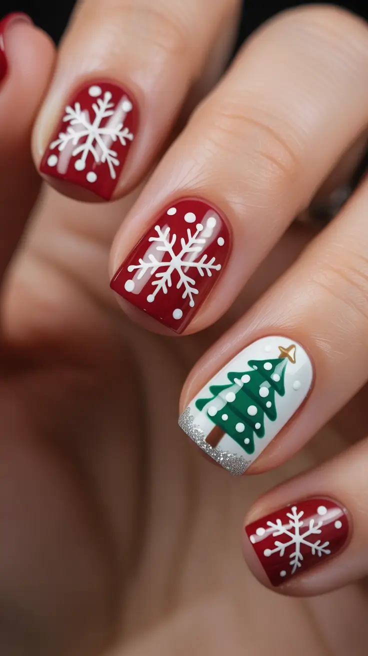 Gel Nail Trends Christmas 2025 Red Christmas Whimsy