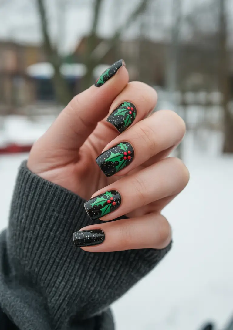 Gel Nail Trends Christmas 2025 Evergreen Elegance