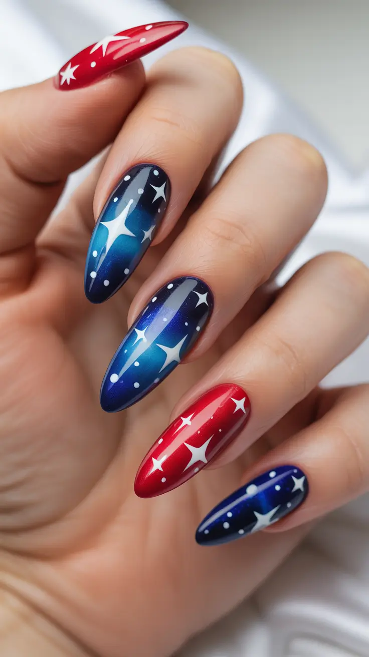 Gel Nail Trends Christmas 2025 Patriotic Sparkle