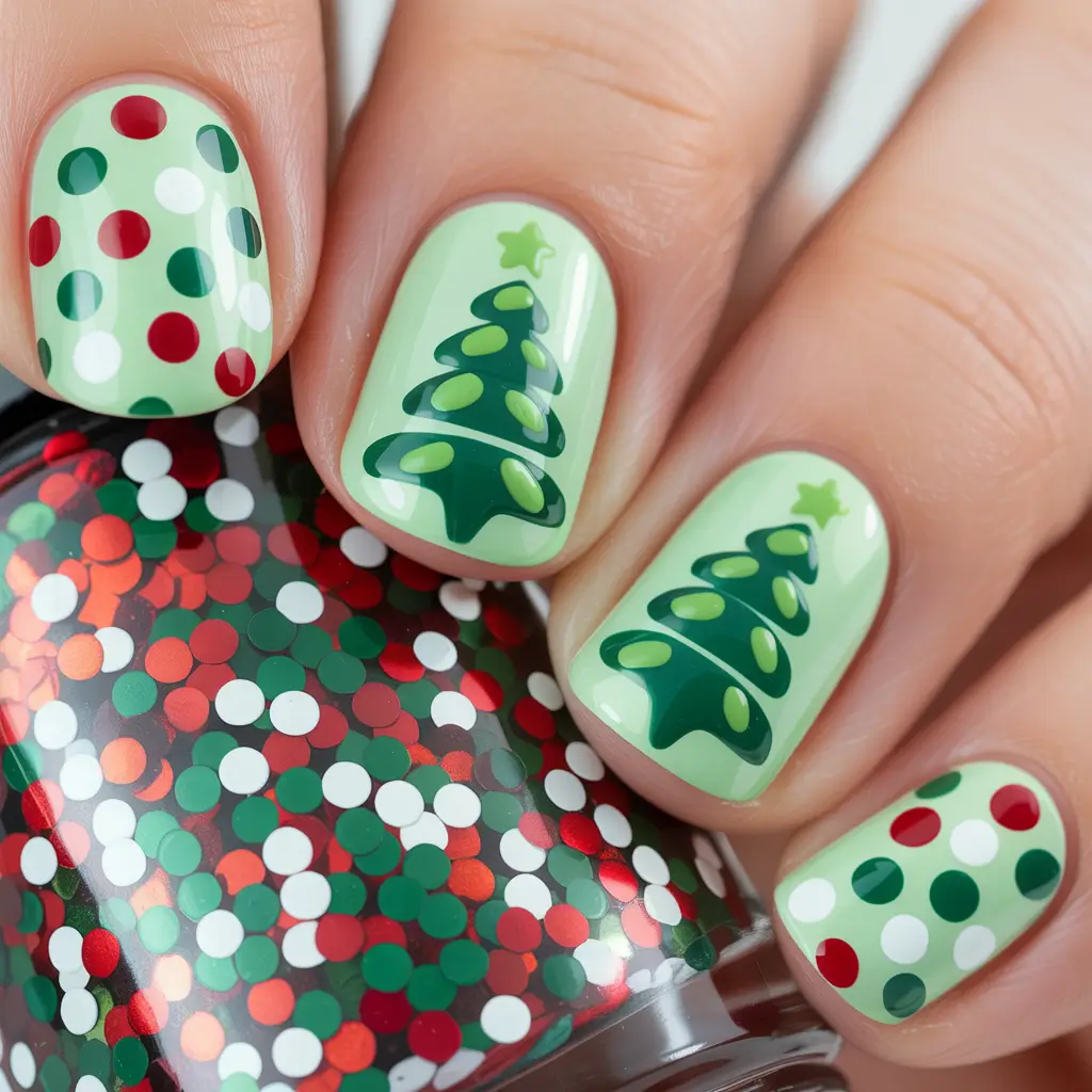 Green Nail Trends Christmas 2025 Mint Tree Delight