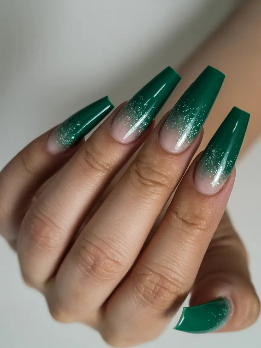 Green Nail Trends Christmas 2025 Gradient Pine Whisper