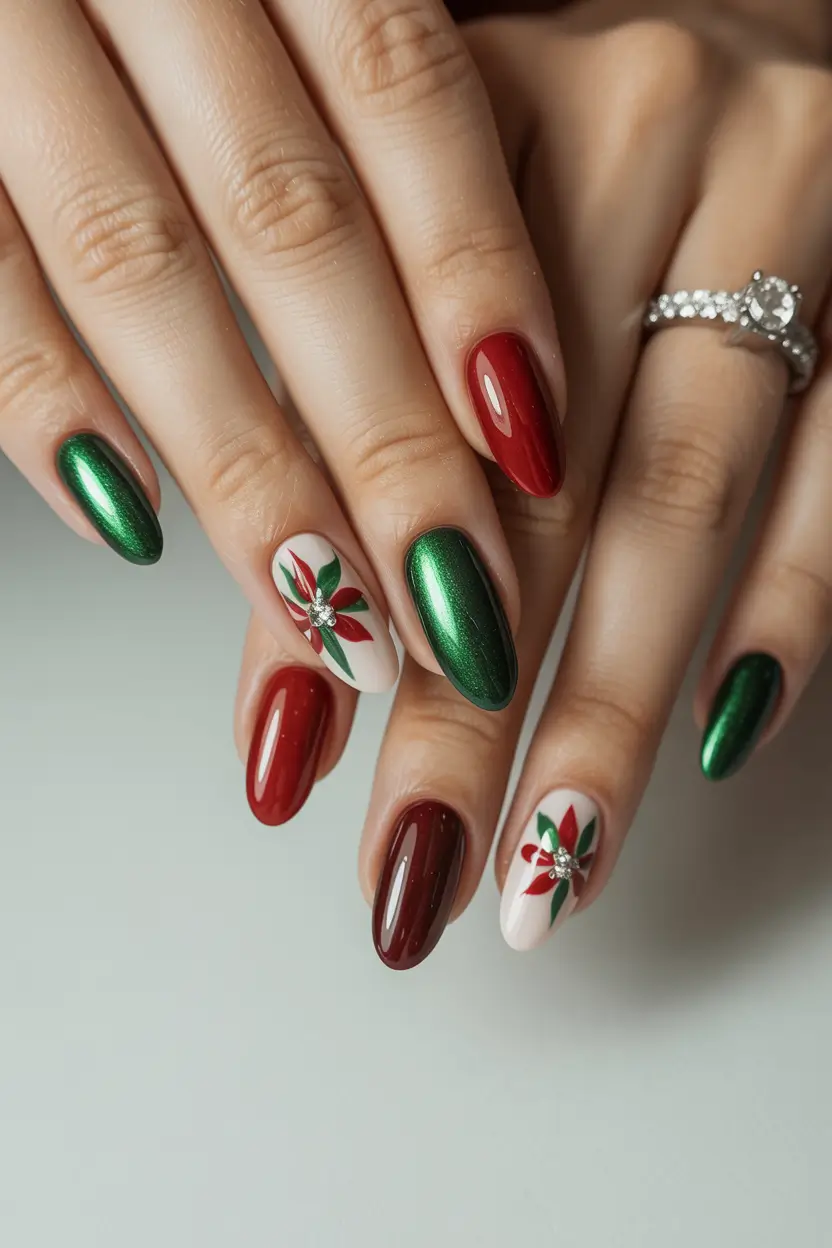 Green Nail Trends Christmas 2025 Emerald Petal Harmony