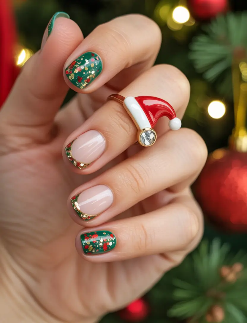 Green Nail Trends Christmas 2025 Festive Short & Cute Classics