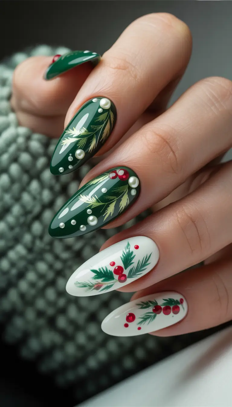 Green Nail Trends for Winter 2025–2026 Winter Berries & Evergreen