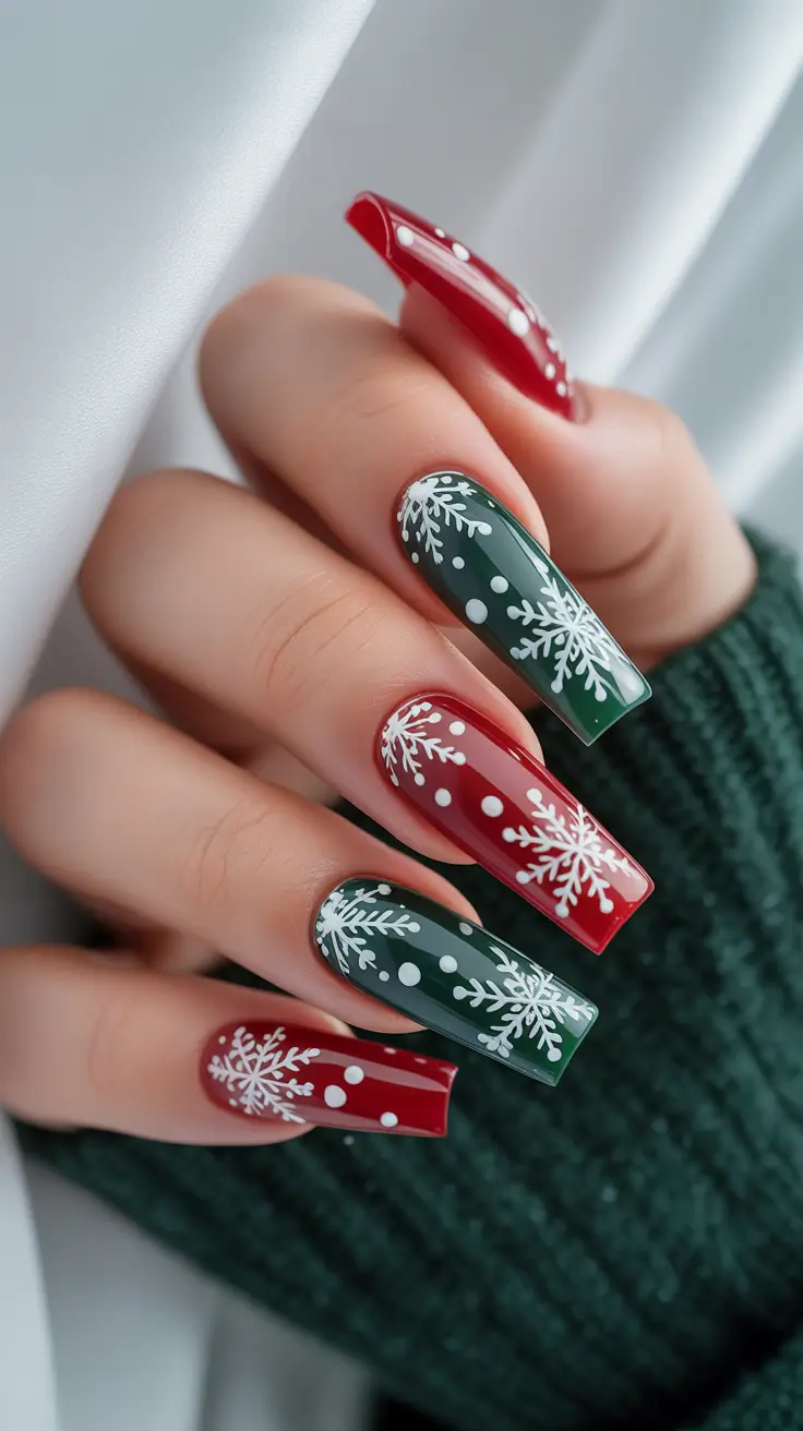 Green Nail Trends for Winter 2025–2026 Classic Holiday Contrast