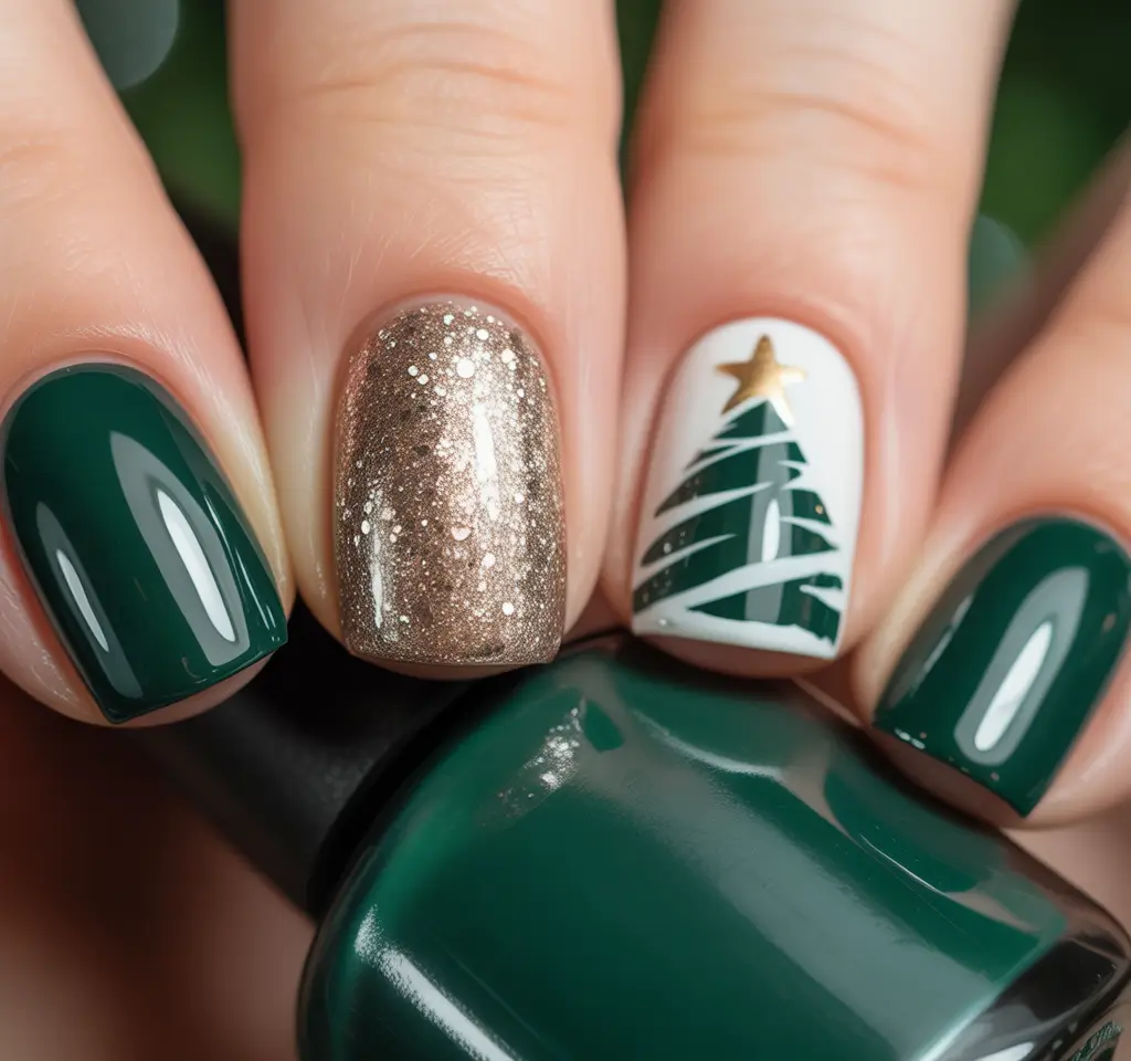 Green Nail Trends for Winter 2025–2026 Christmas Tree Glow