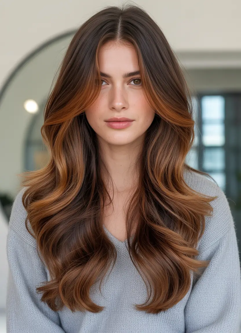 Hair Color Ideas Auburn for Winter 2025 – 2026 Long Auburn with Golden Depth