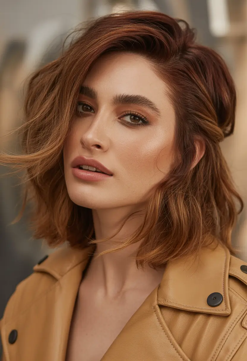 Hair Color Ideas Auburn for Winter 2025 – 2026 Textured Auburn Bob