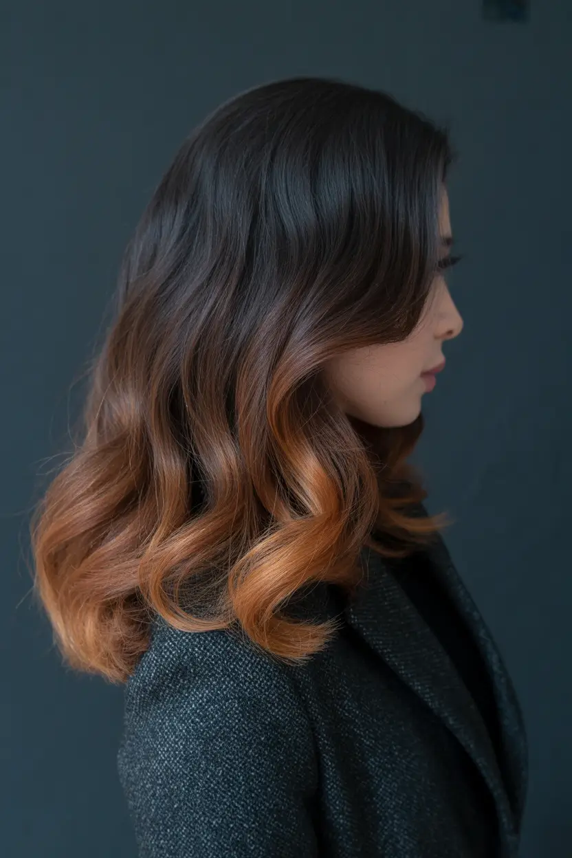 Hair Color Ideas Auburn for Winter 2025 – 2026 Chestnut Ombre Glow