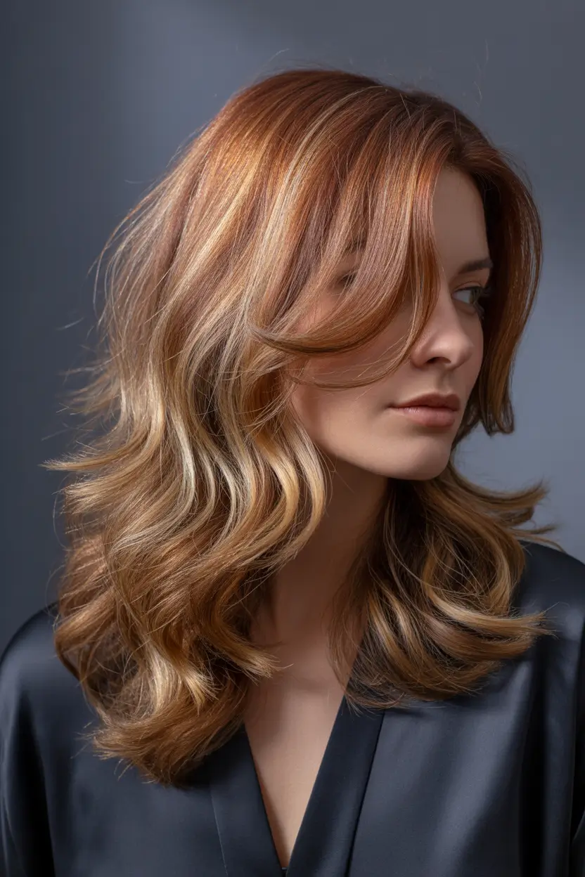 Hair Color Ideas Auburn for Winter 2025 – 2026 Caramel Ribbon Auburn