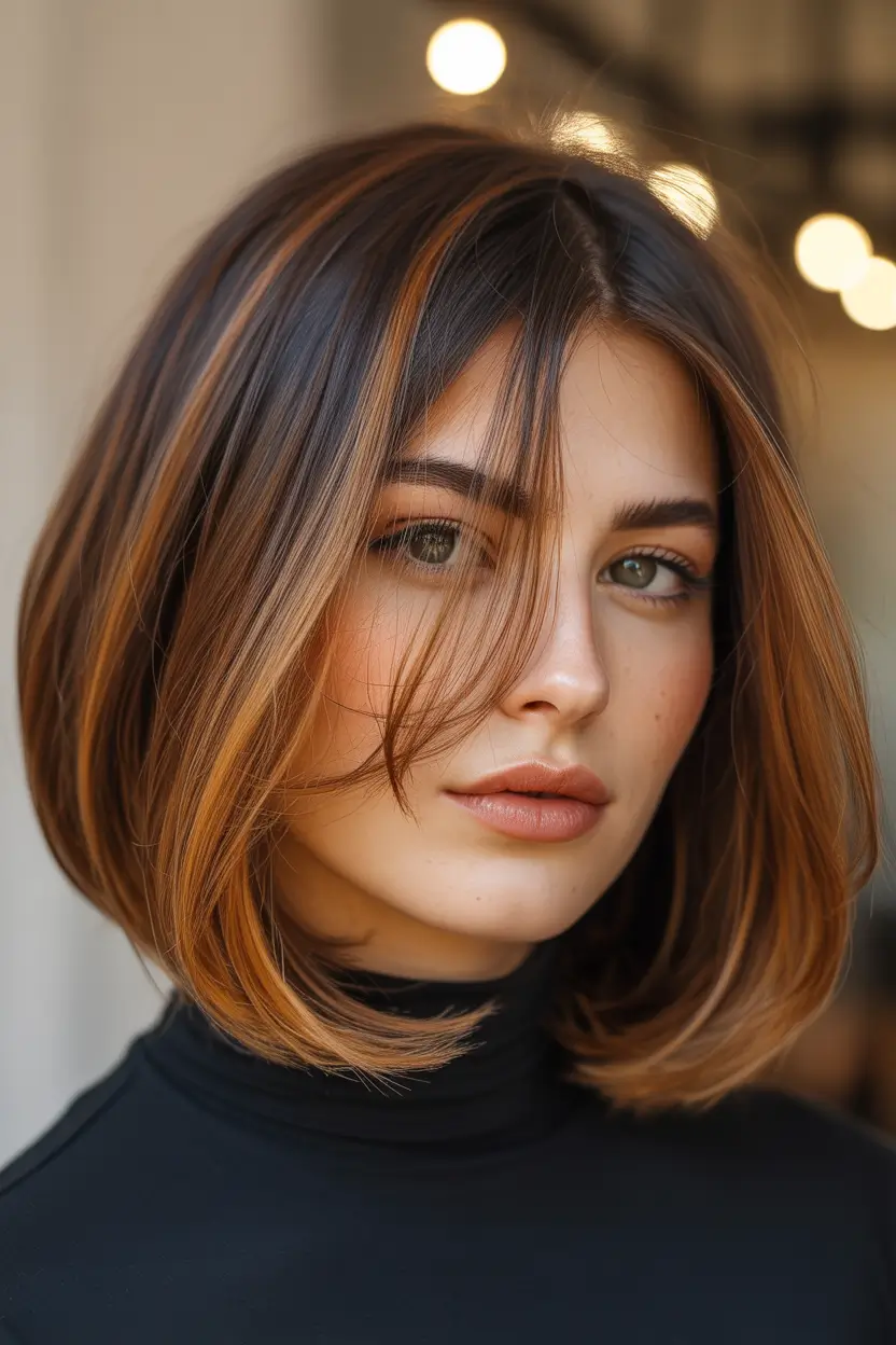 Hair Color Ideas Auburn for Winter 2025 – 2026 Chic Auburn Bob with Subtle Peekaboo