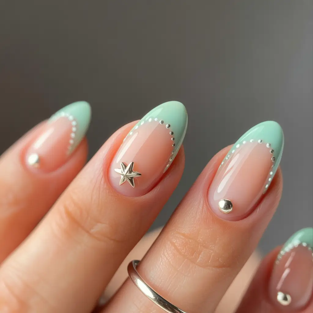 Neutral Nail Art Ideas for Winter 2025–2026 Mint Stardust Tips