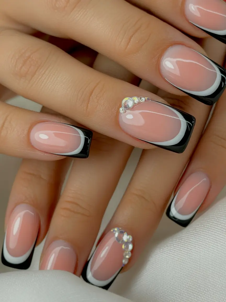 Neutral Nail Art Ideas for Winter 2025–2026 Double French Noir