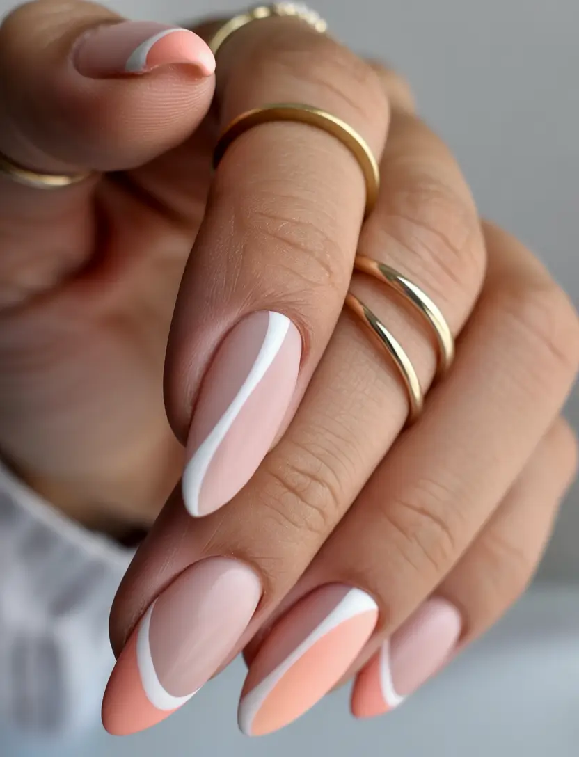 Neutral Nail Art Ideas for Winter 2025–2026 Peach Cream Twist