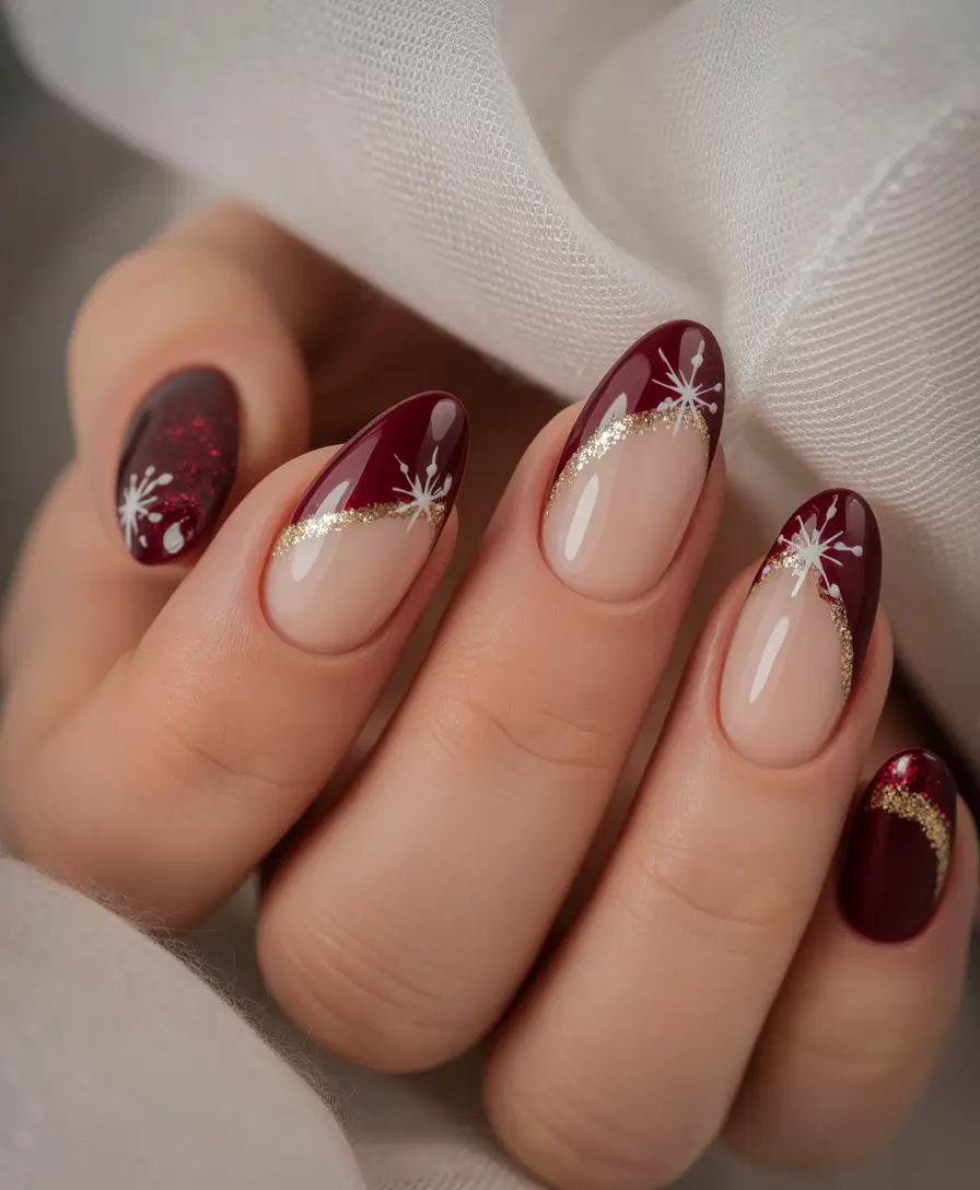 Neutral Nail Art Ideas for Winter 2025–2026 Gilded Snowfall French