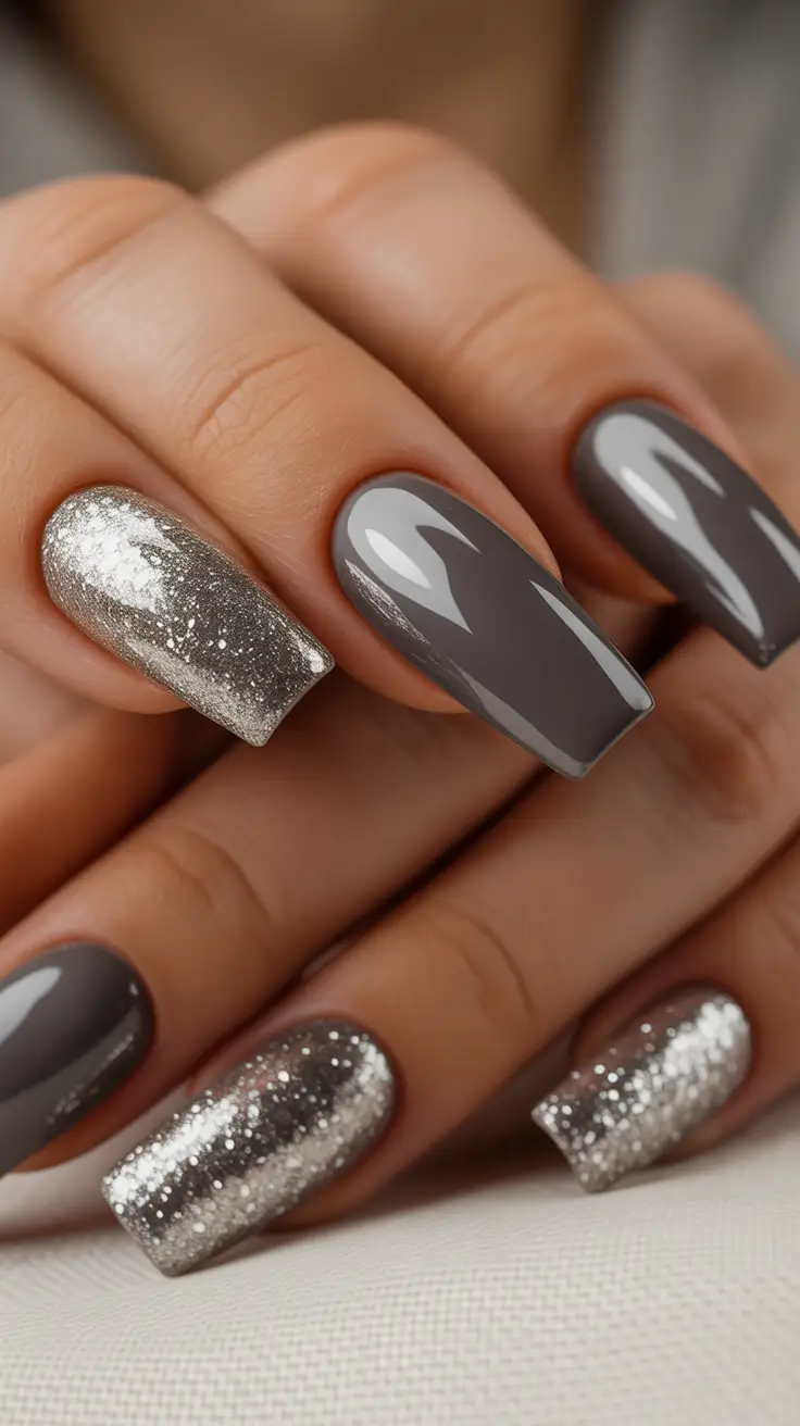 Neutral Nail Art Ideas for Winter 2025–2026 Silver Frost Chic