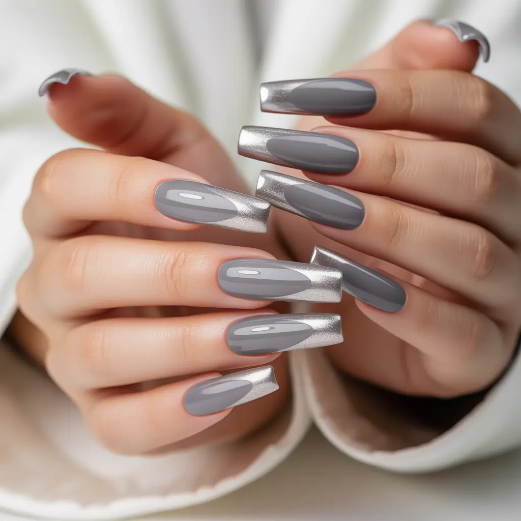 November 2025 Nail Colors Ideas Steel Grey Elegance