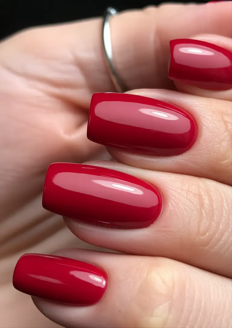 November 2025 Nail Colors Ideas Cherry Red Classic