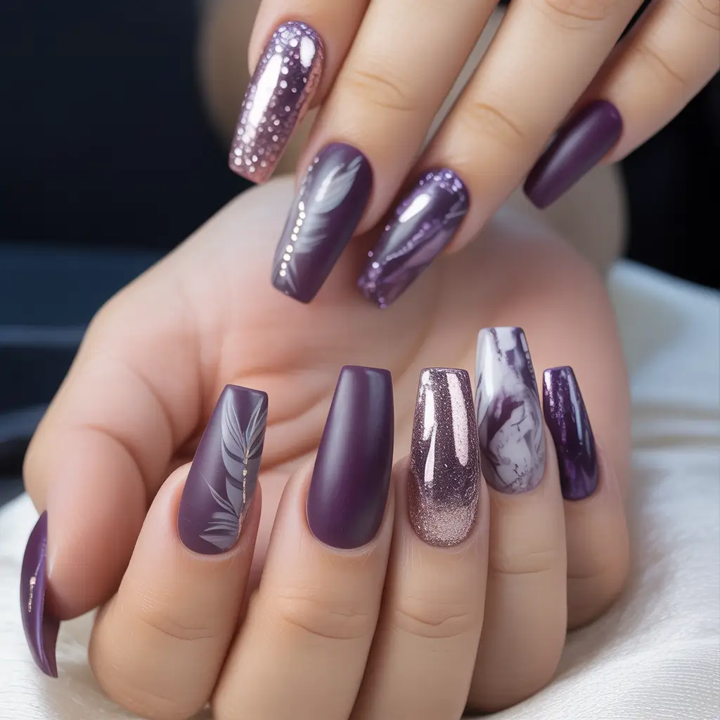 November 2025 Nail Colors Ideas Purple Autumn Fantasy