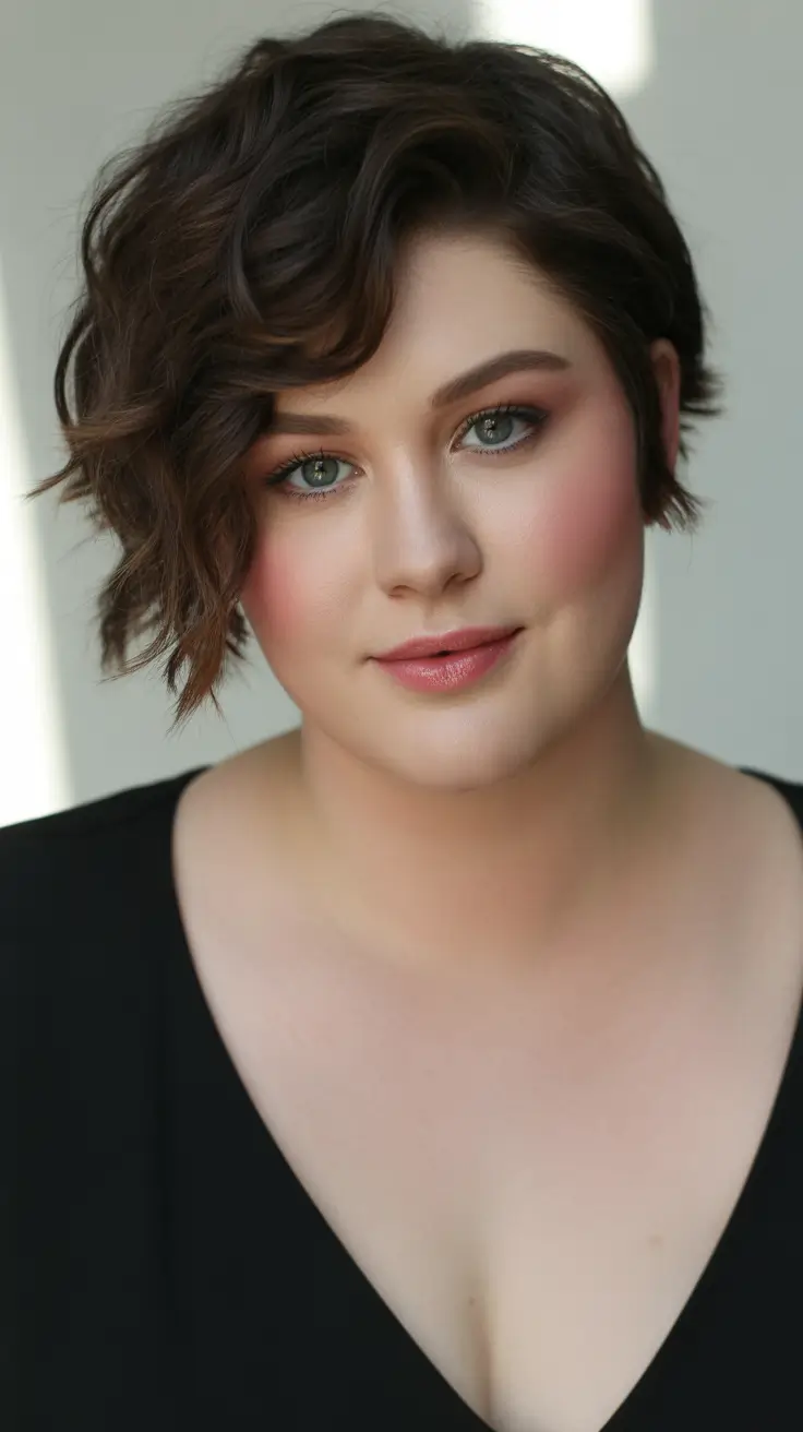 Plus Size Winter Haircuts for Women 2025 2026 Classic Wavy Pixie