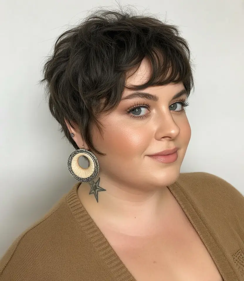 Plus Size Winter Haircuts for Women 2025 2026 Textured Micro Shag
