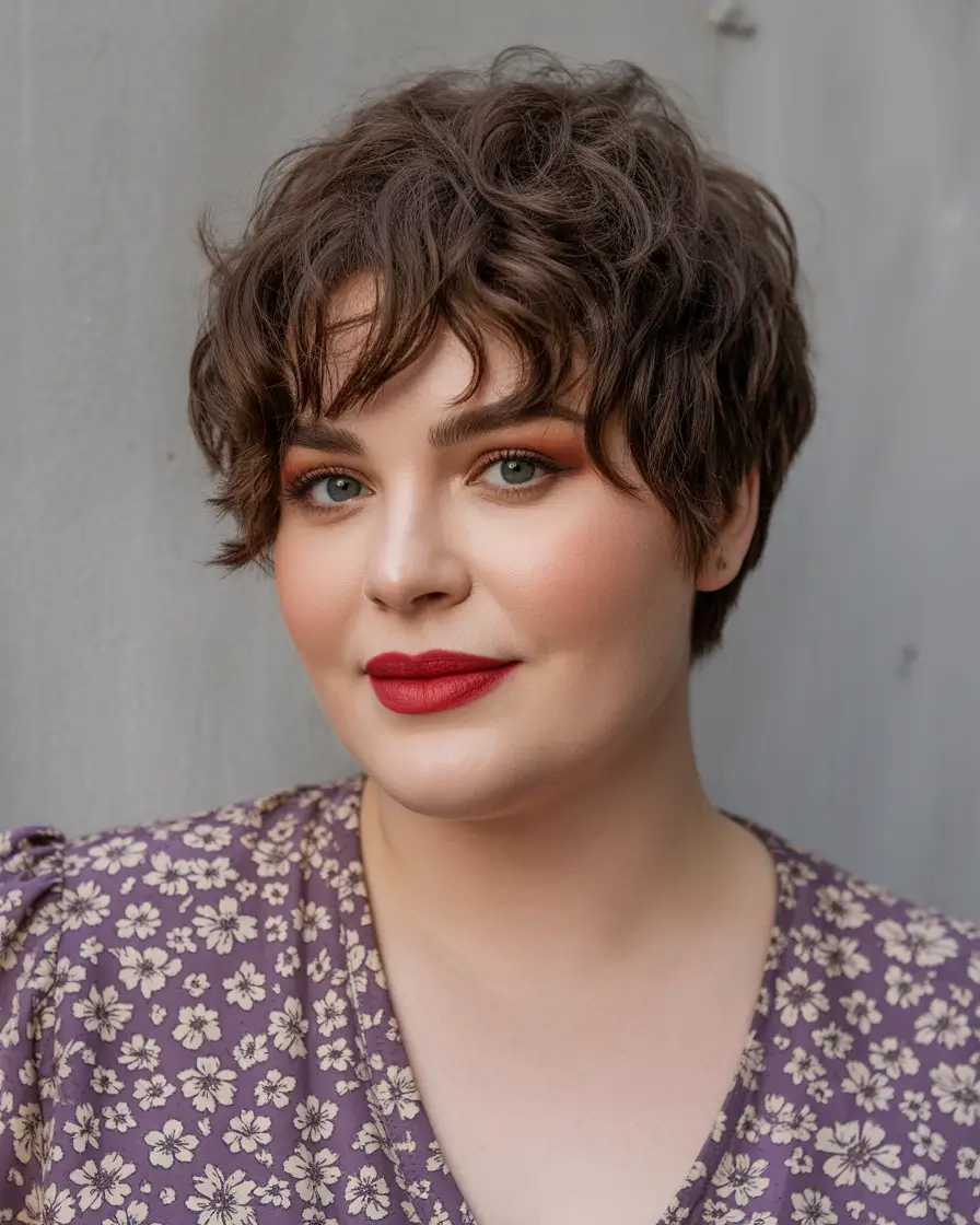 Plus Size Winter Haircuts for Women 2025 2026 Curly Pixie with Natural Volume