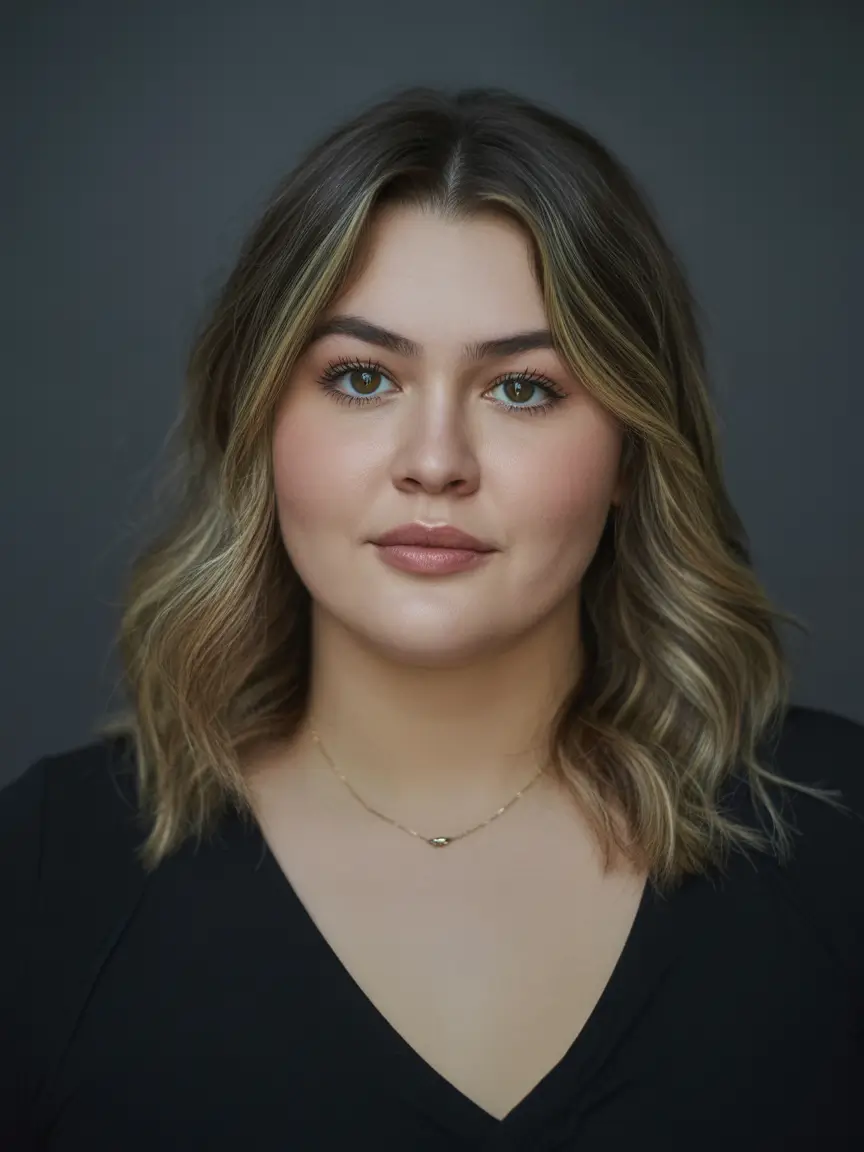 Plus Size Winter Haircuts for Women 2025 2026 Medium Wavy Lob with Highlights