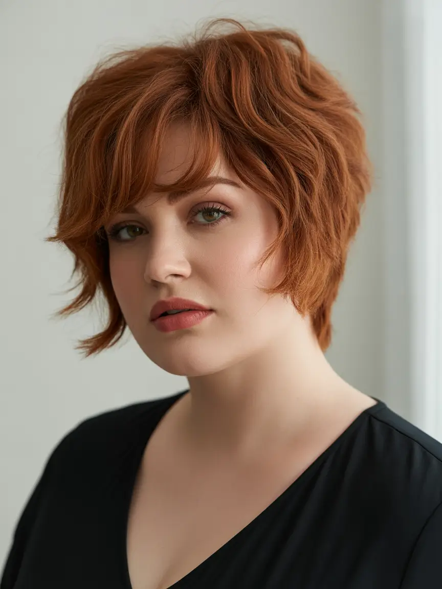 Plus Size Winter Haircuts for Women 2025 2026 Soft Layered Shag with Fringe