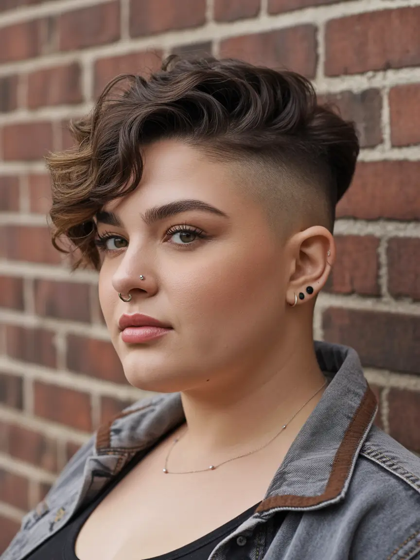 Plus Size Winter Haircuts for Women 2025 2026 Undercut with Soft Curls