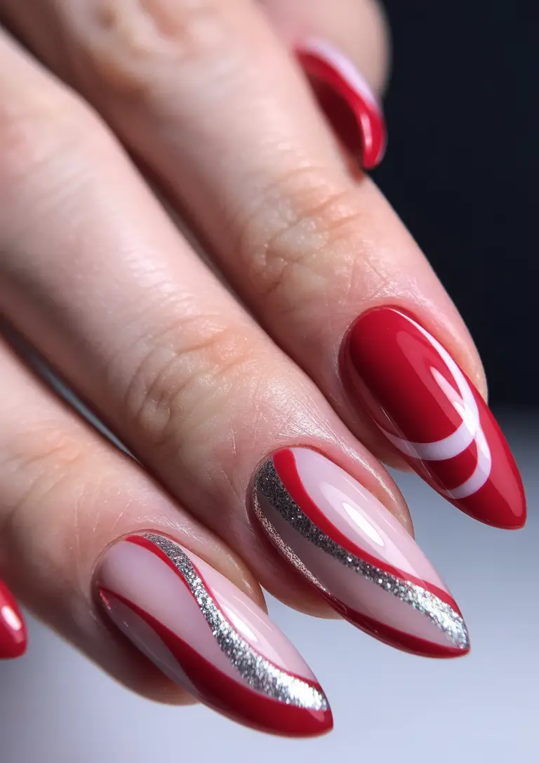 Red Winter Nails 2025–2026 Silver Stream Elegance