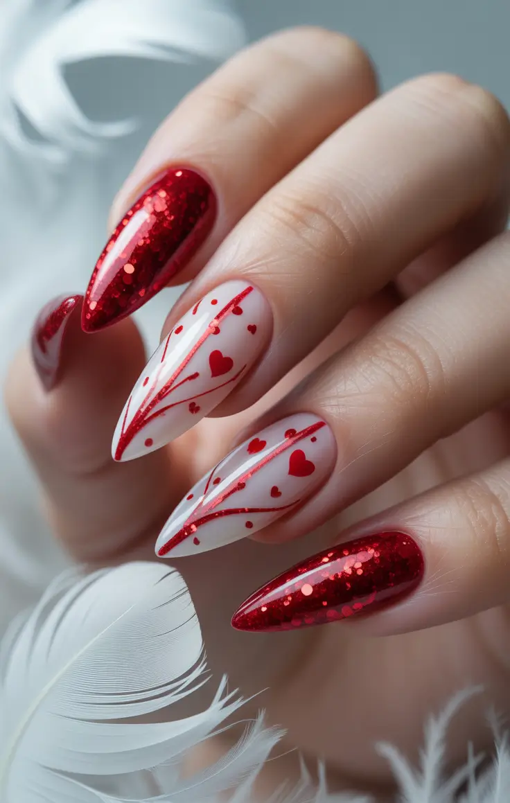 Red Winter Nails 2025–2026 Crimson Heart Spark