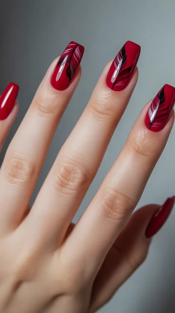 Red Winter Nails 2025–2026 Ebony Feather Drama