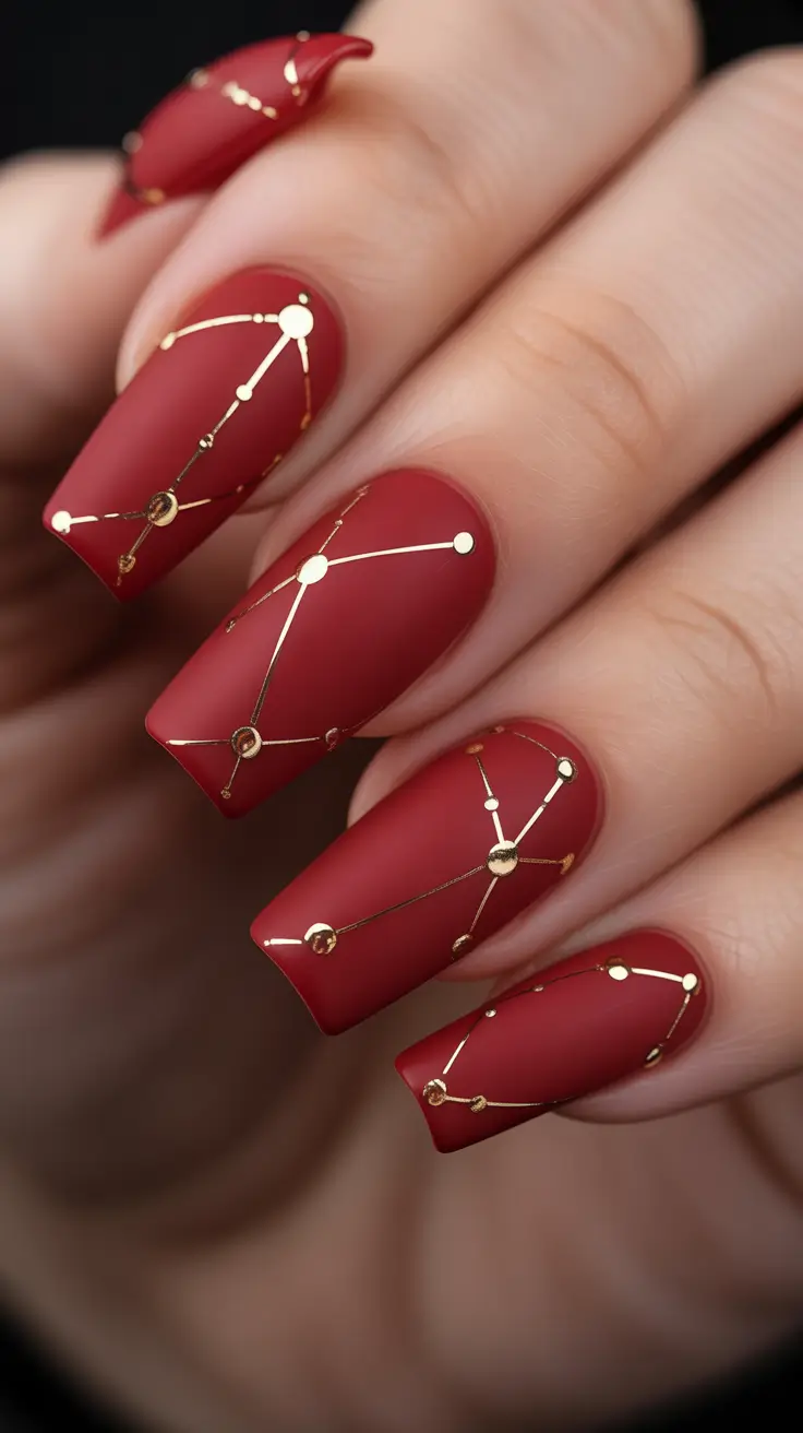 Red Winter Nails 2025–2026 Constellation Rouge