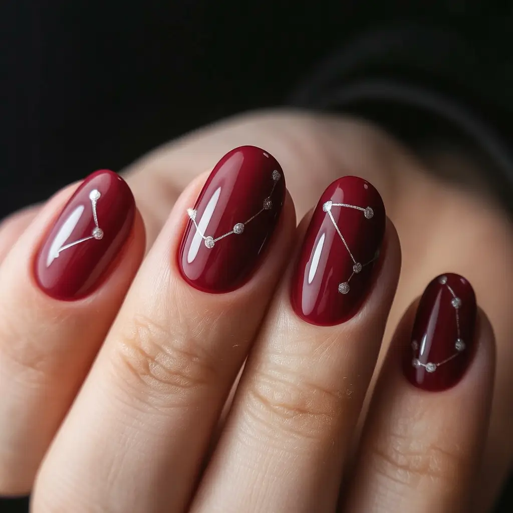 Red Winter Nails 2025–2026 Celestial Ruby Constellations