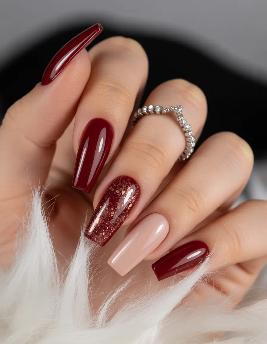 Red Winter Nails 2025–2026 Crimson Velvet Mix