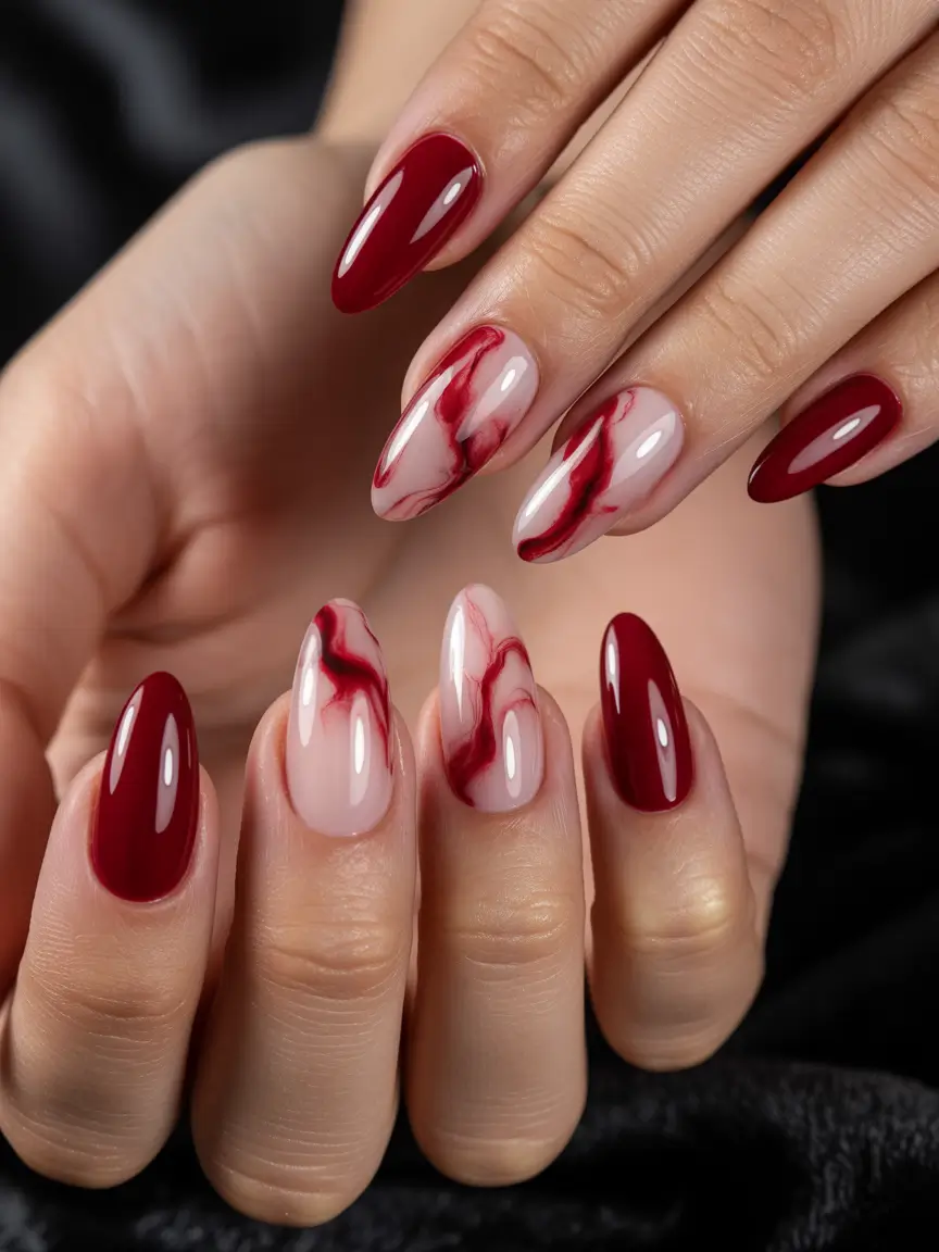Red Winter Nails 2025–2026 Winter Veins