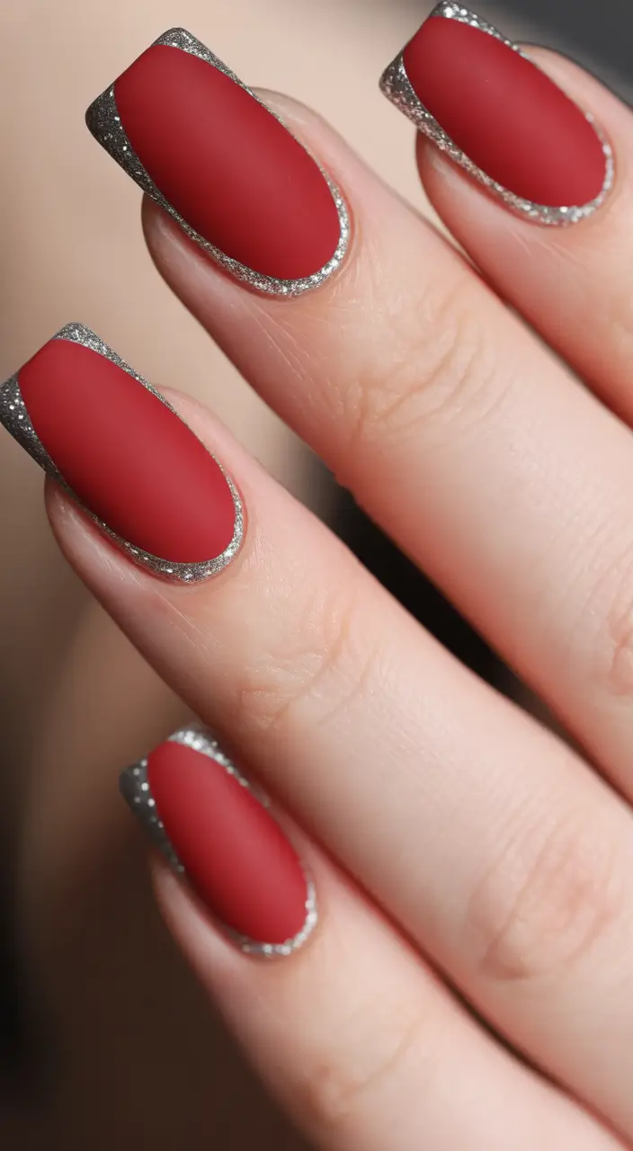 Red Winter Nails 2025–2026 Frosted Scarlet Frame