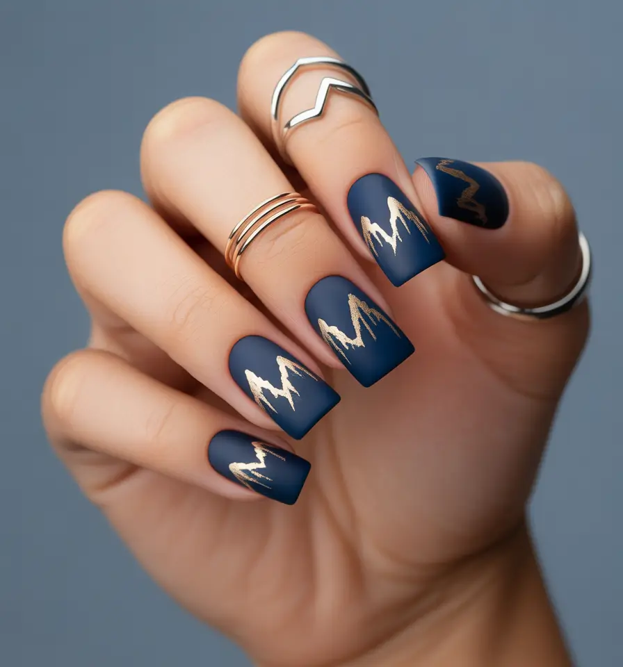 Gel simple art Midnight Peaks with Gold