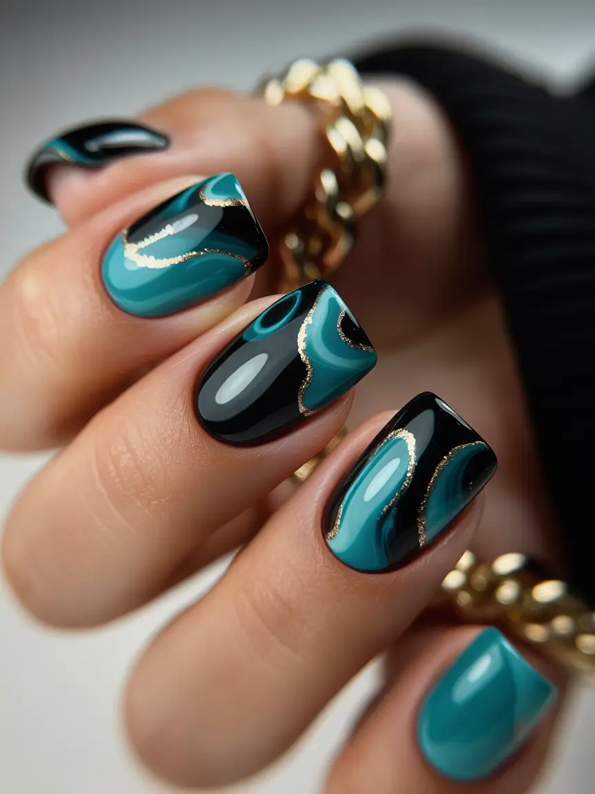 Gel simple art Teal Marble Dream