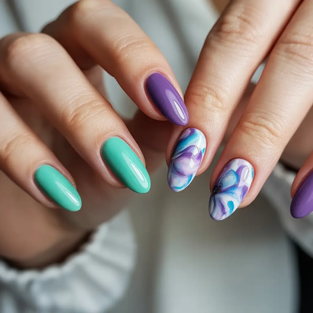 Gel simple art Mint & Violet Fusion