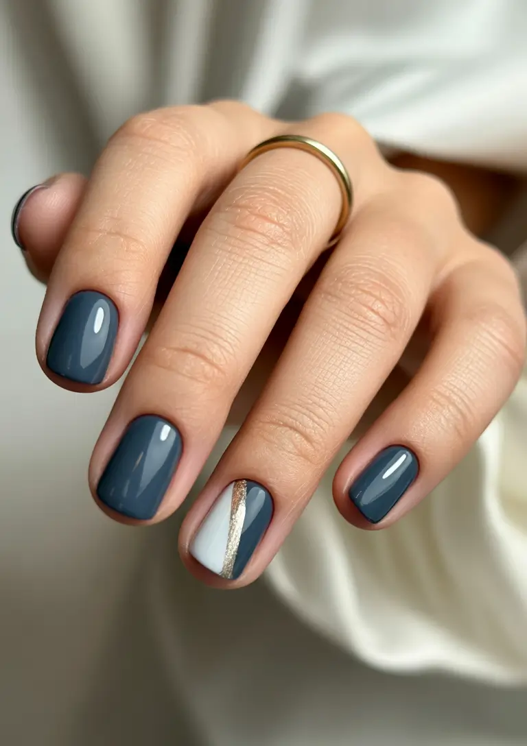 French tips manicure Slate Elegance