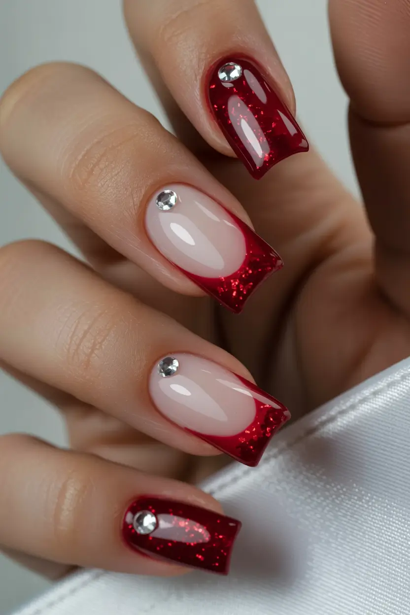 Simple Christmas Nails 2025 Ruby Spark French