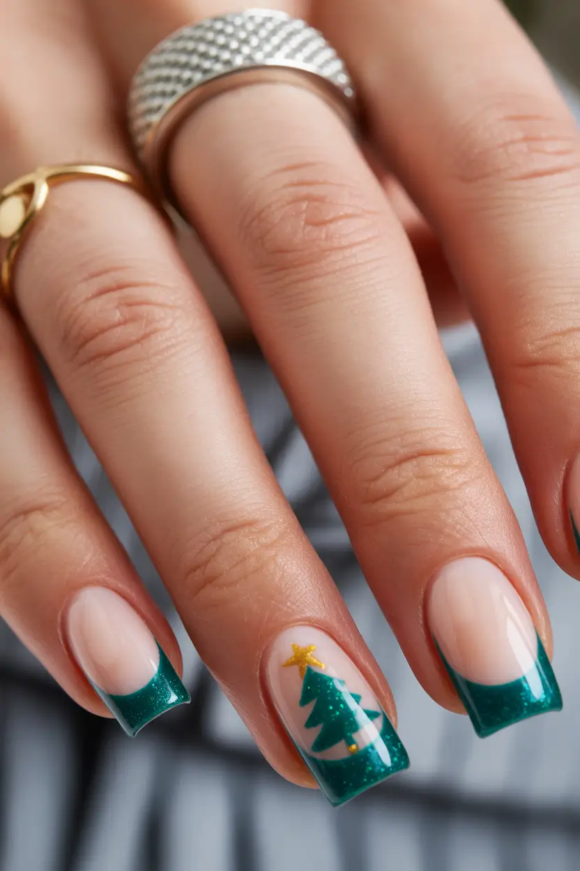 Simple Christmas Nails 2025 Teal Tree Perfection