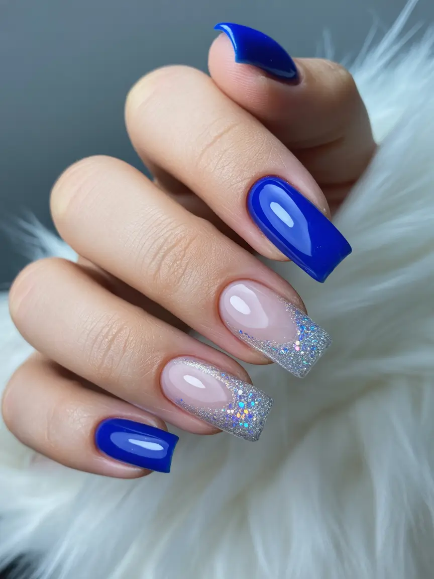 Simple Christmas Nails 2025 Icy Blue Chrome