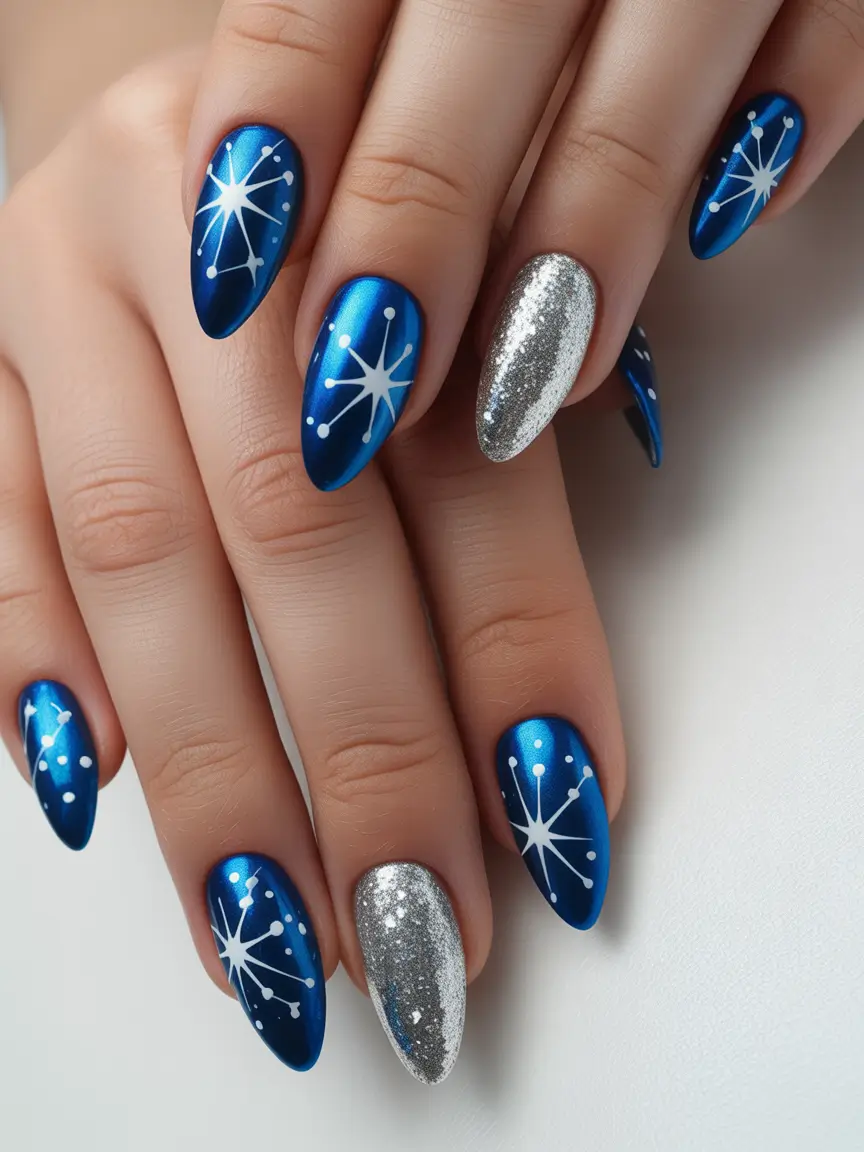 Simple Christmas Nails 2025 Starry Sky Magic