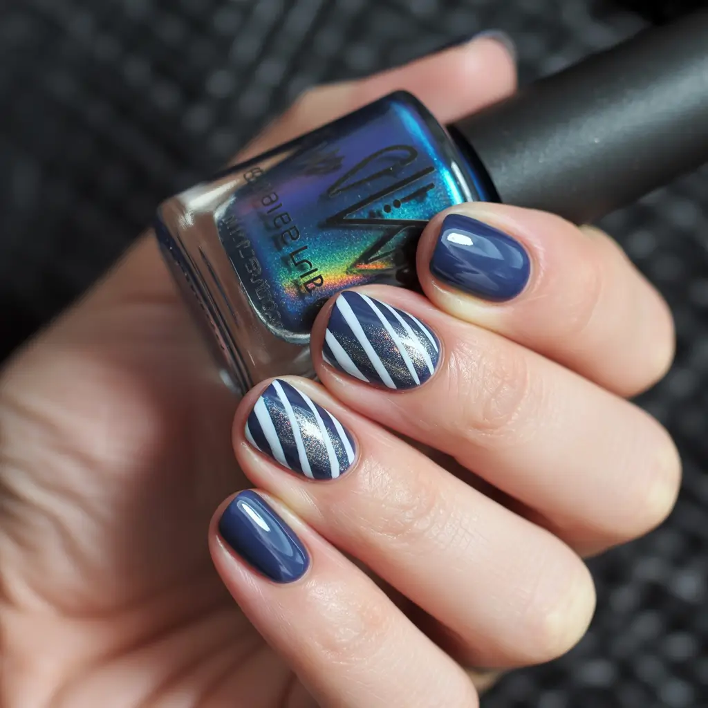 Simple Christmas Nails 2025 Blue Frost Elegance