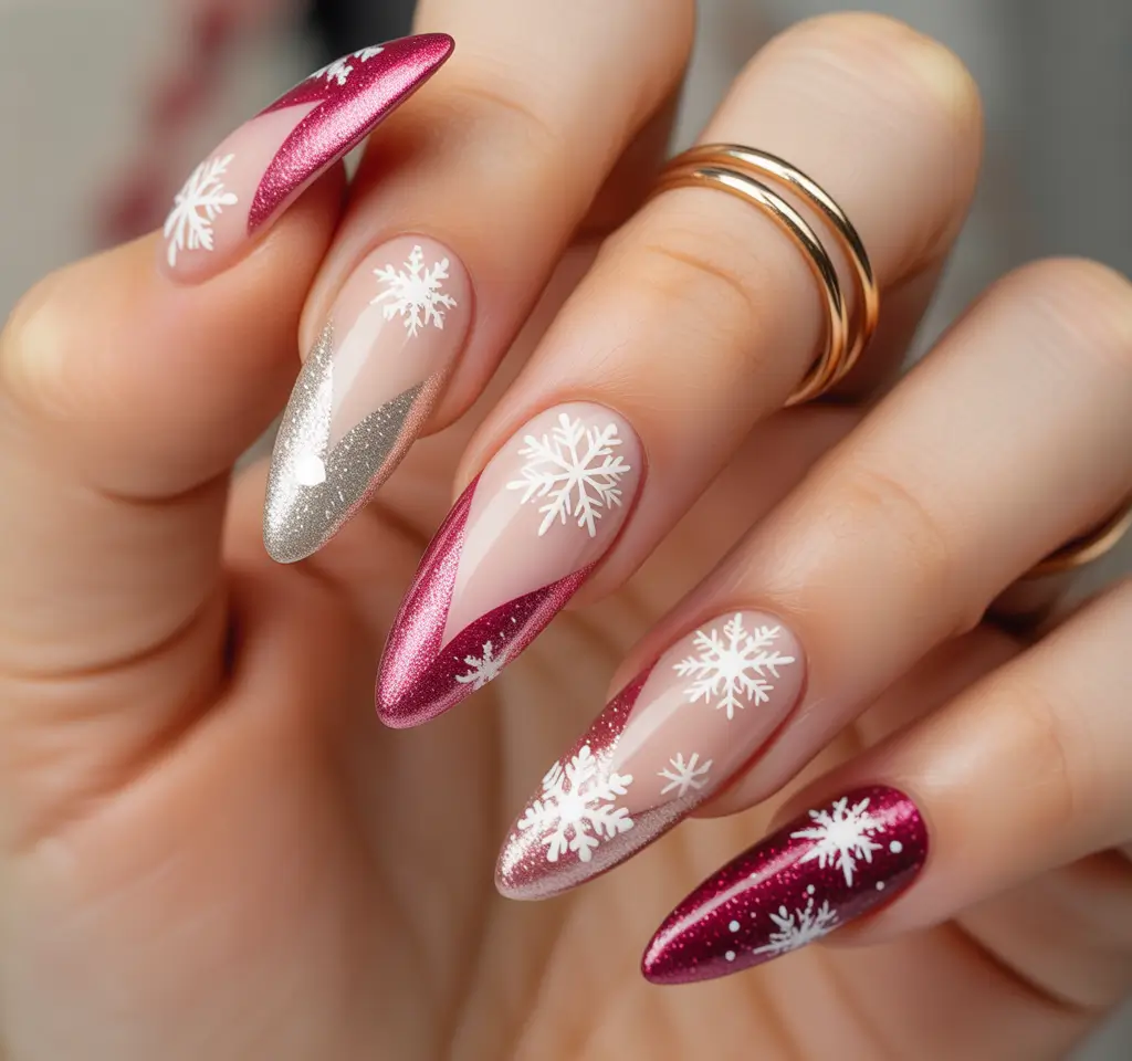 Snowflake Winter Nails 2025–2026 Light Blue Serenity